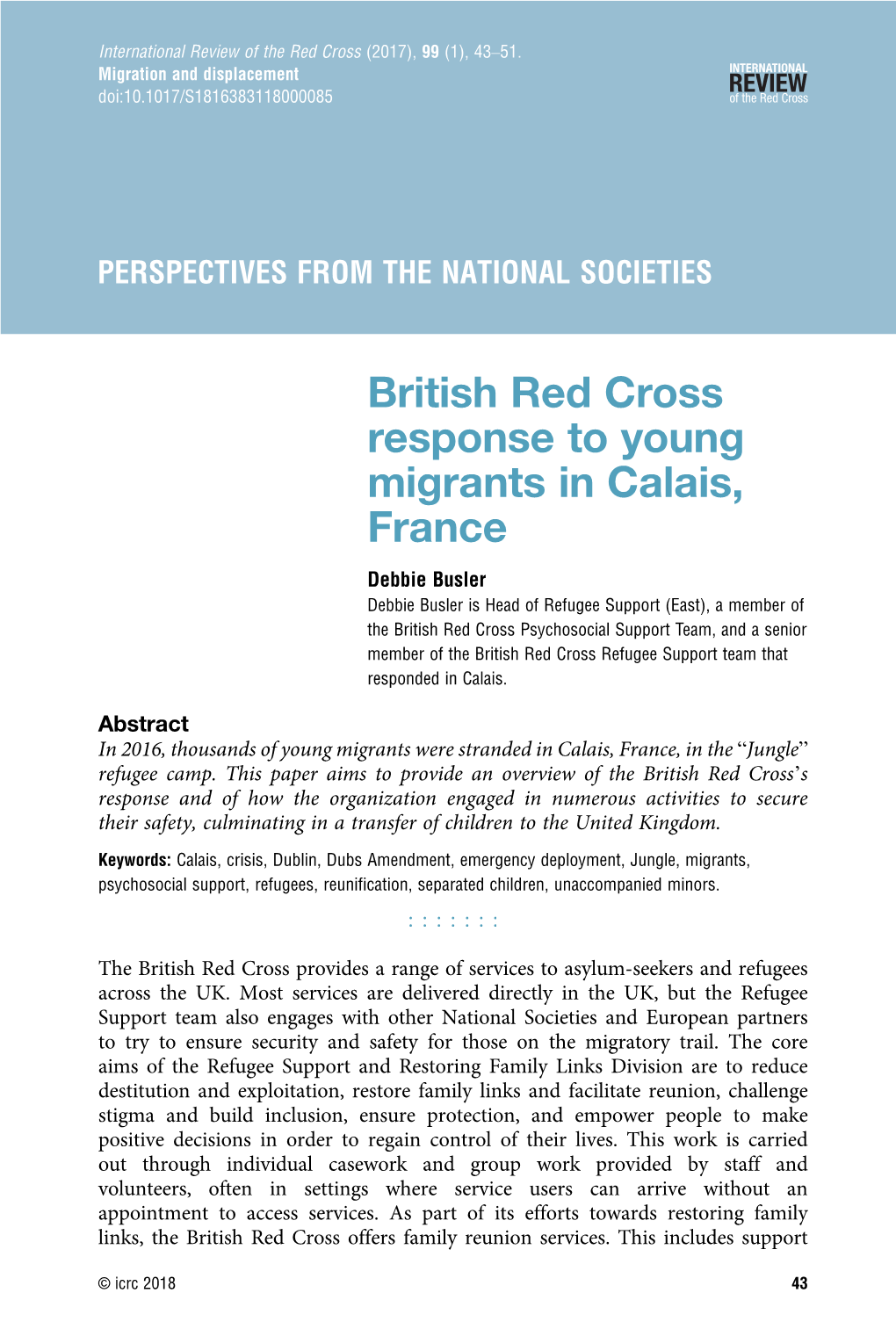 British Red Cross Response to Young Migrants in Calais, France