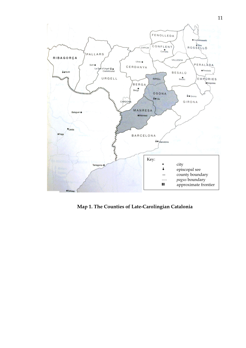 11 Map 1. the Counties of Late-Carolingian Catalonia