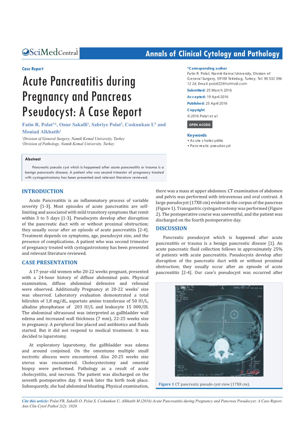 Acute Pancreatitis During Pregnancy and Pancreas Pseudocyst: a Case Report