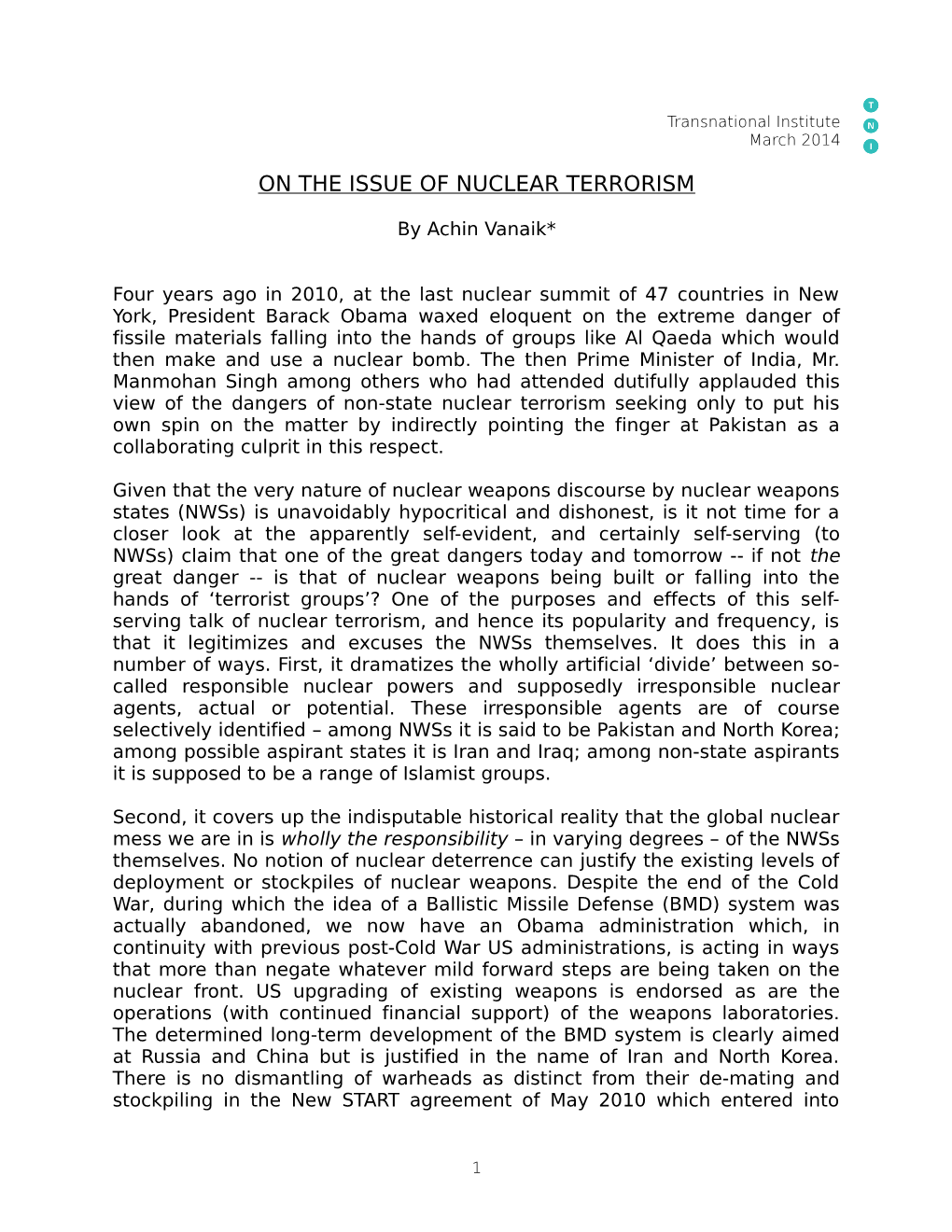 Nuclear Terrorism