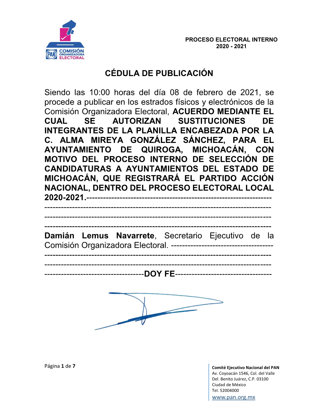 Cédula De Publicación