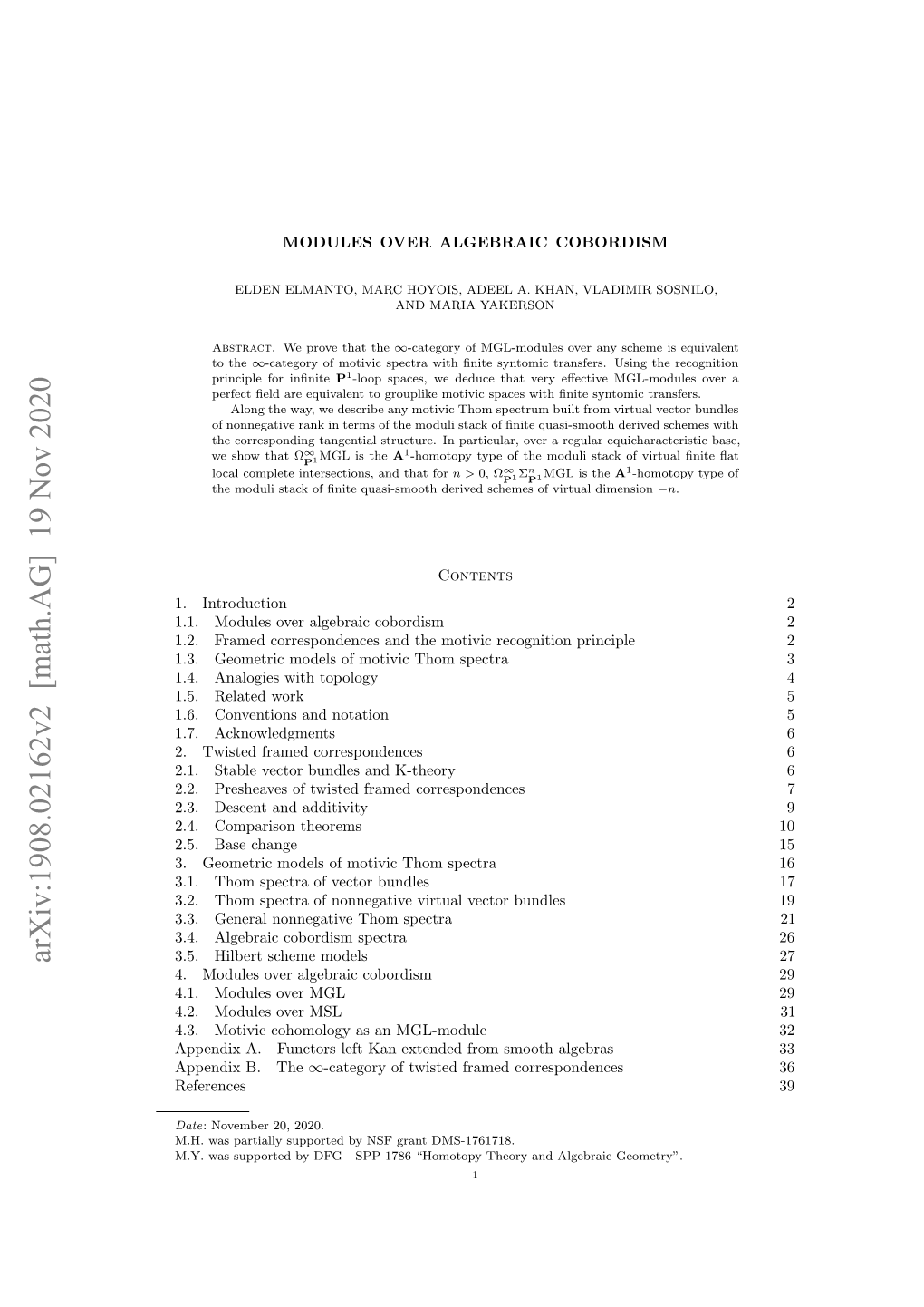 Modules Over Algebraic Cobordism