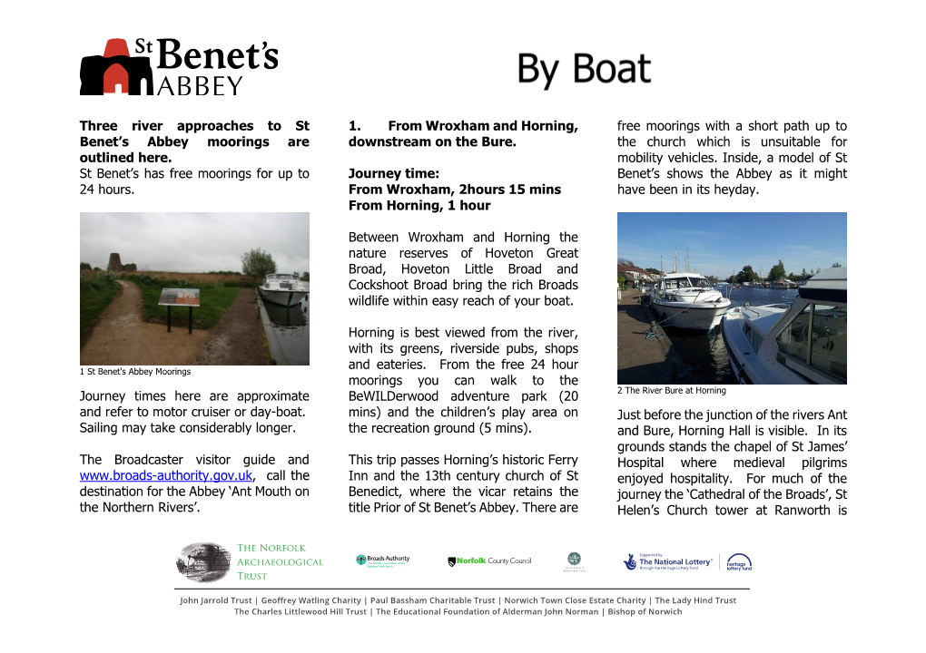 Three River Approaches to St Benet's Abbey Moorings Are Outlined Here
