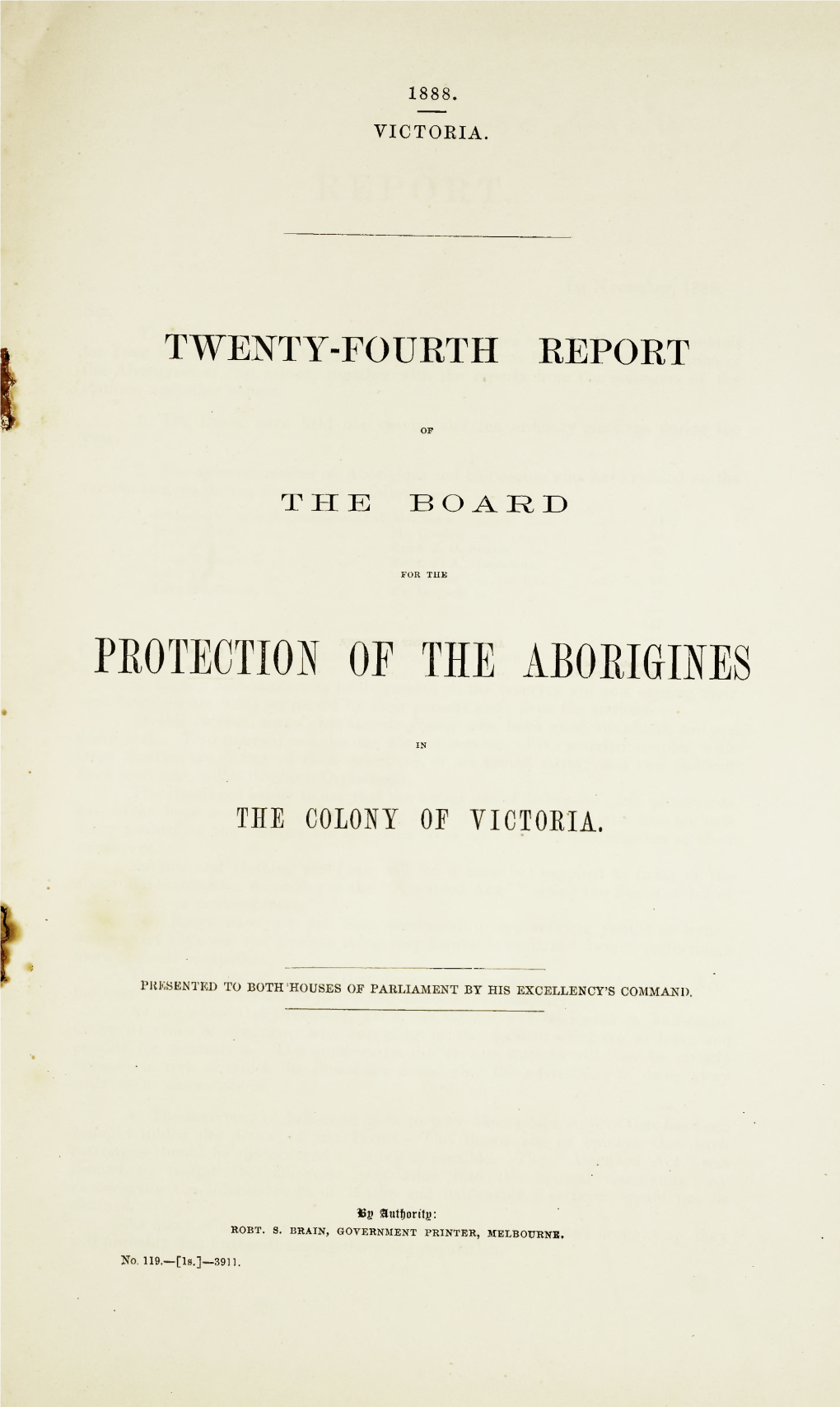 Protection of Aborigines Report 24 1888