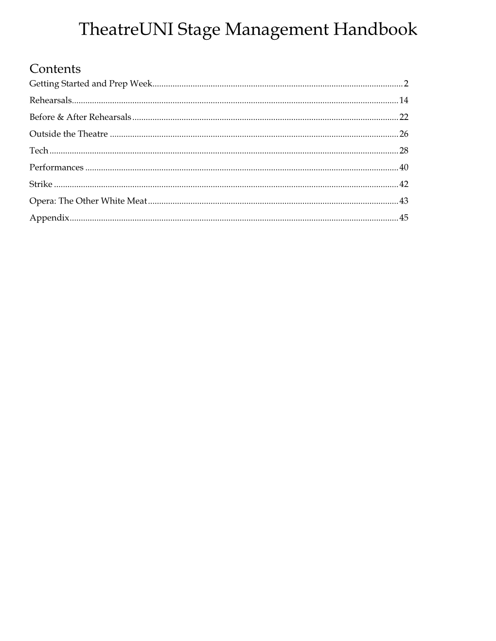 Theatreuni Stage Management Handbook