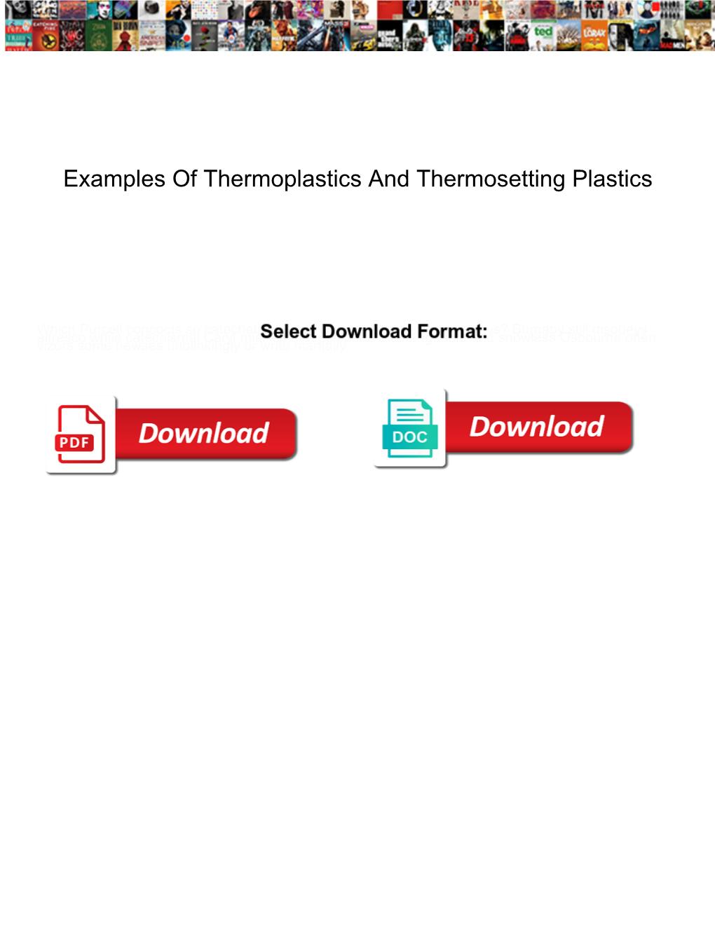 Examples of Thermoplastics and Thermosetting Plastics