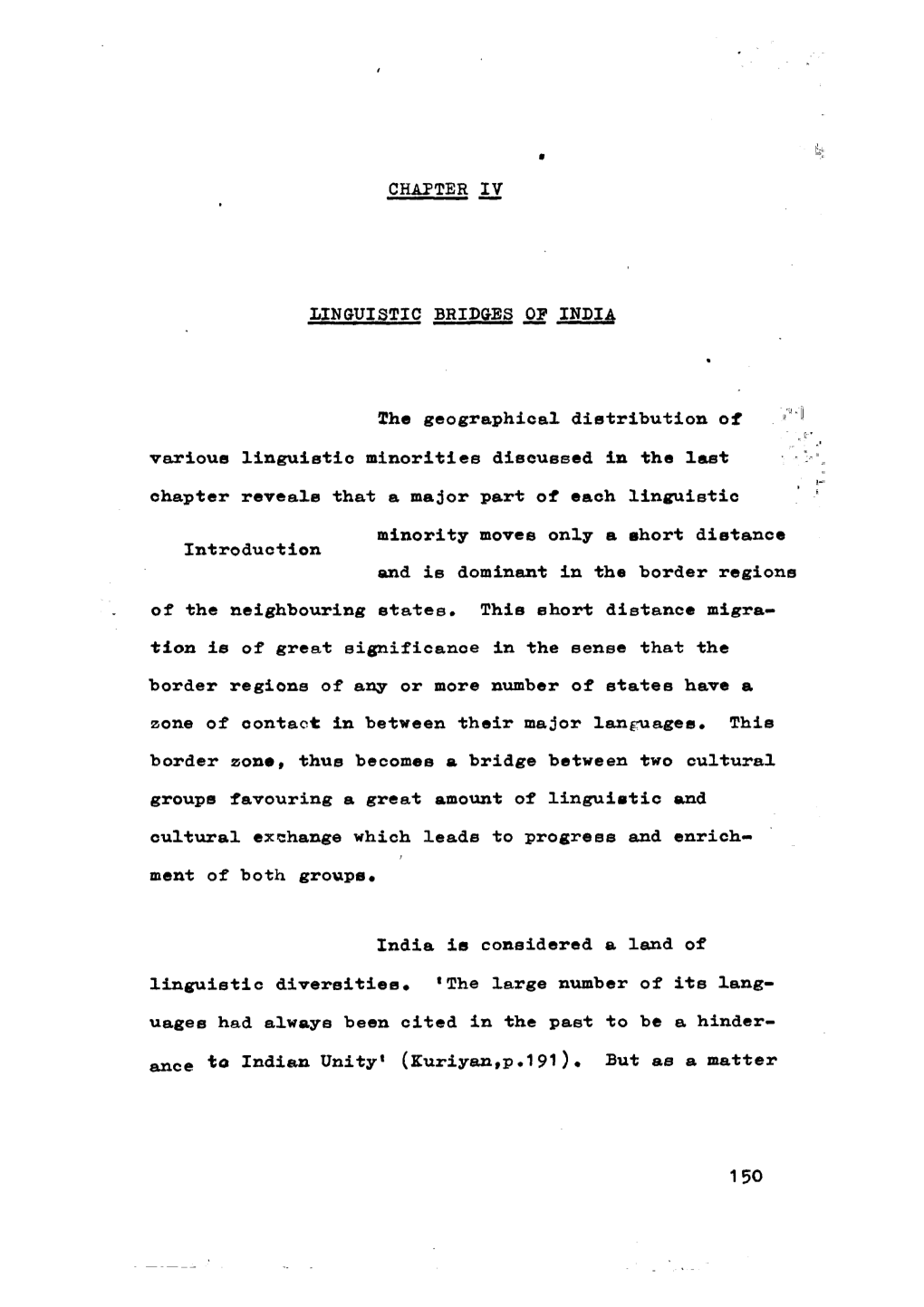 CHAPTER IV LINSUISTIC BRID&ES OP INDIA the Geographical