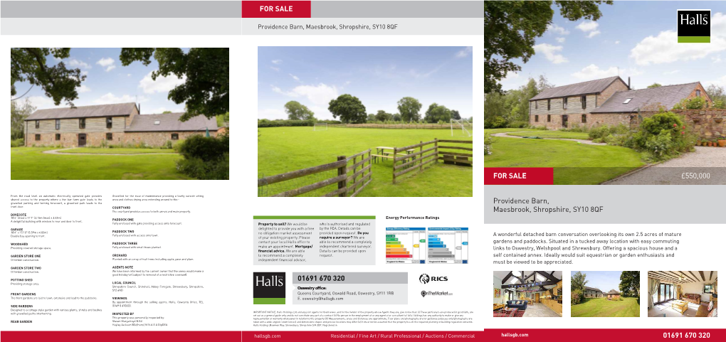 £550,000 Providence Barn, Maesbrook, Shropshire, SY10 8QF