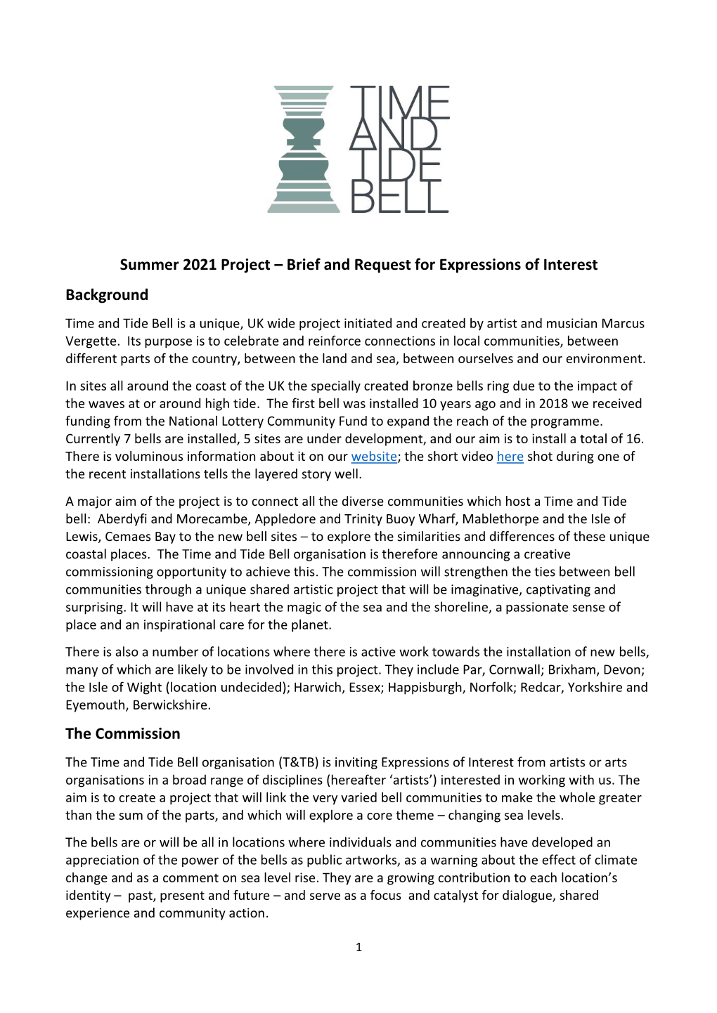 Summer 2021 Project – Brief and Request for Expressions of Interest