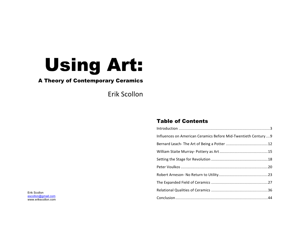 Using Art: a Theory of Contemporary Ceramics