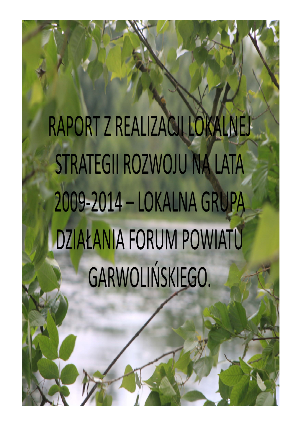 Lokalnej Strategii Rozwoju Na Lata 2009‐2014 – Lokalna Grupa Działania Forum Powiatu Garwolińskiego