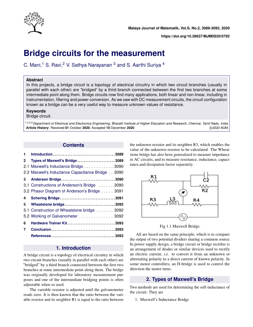 Bridge Circuits for the Measurement