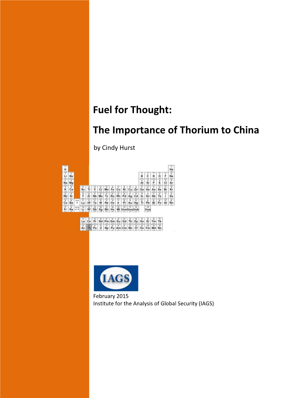 The Importance of Thorium to China