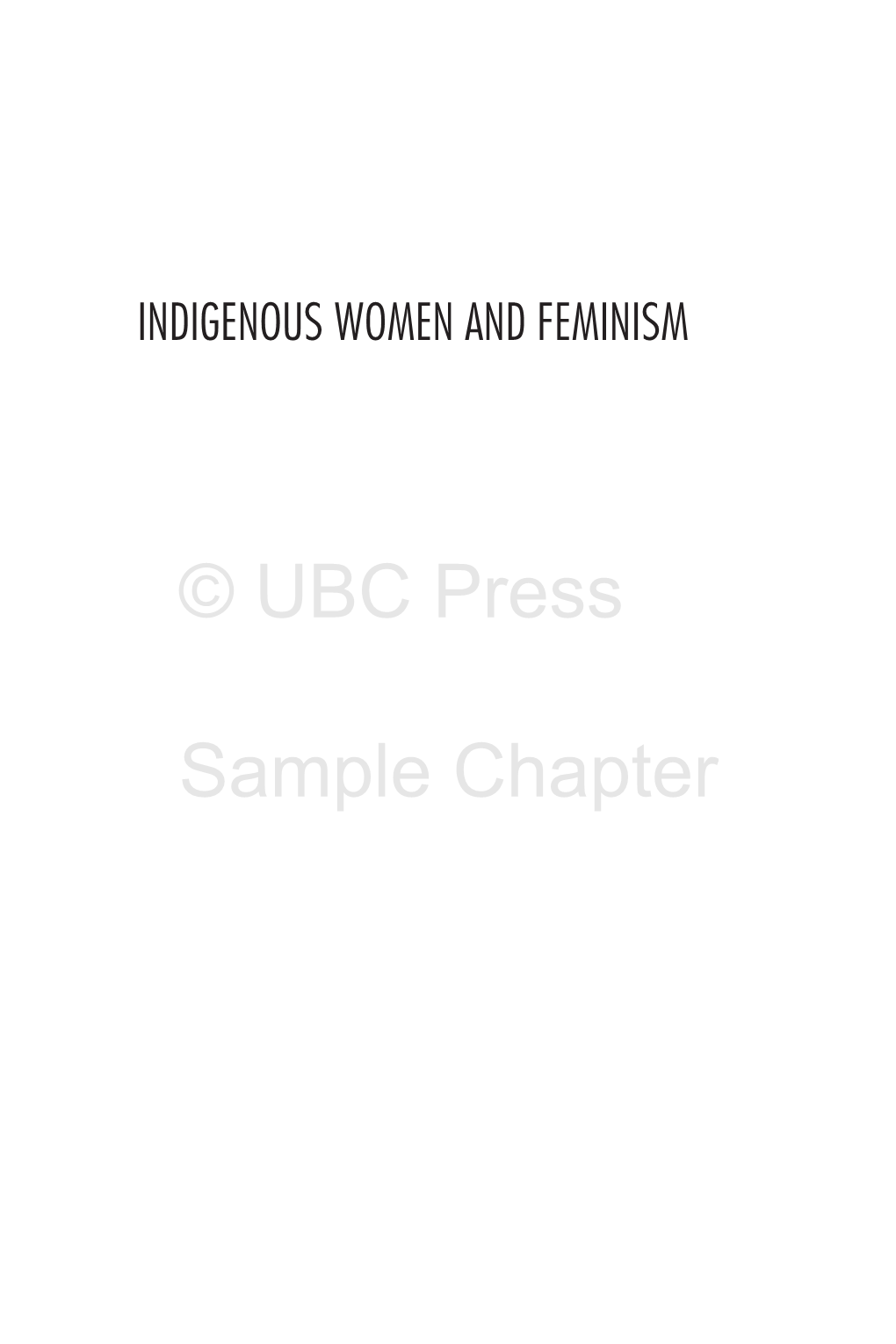 Indigenous Women and Feminism