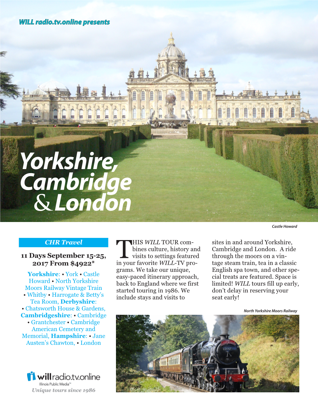 Yorkshire, Cambridge &London