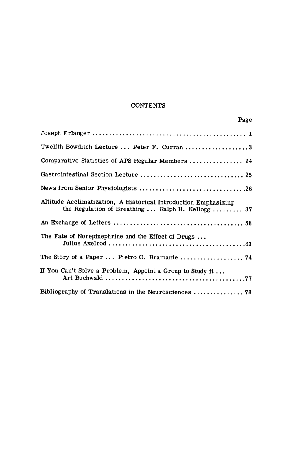 CONTENTS Page Joseph Erlanger