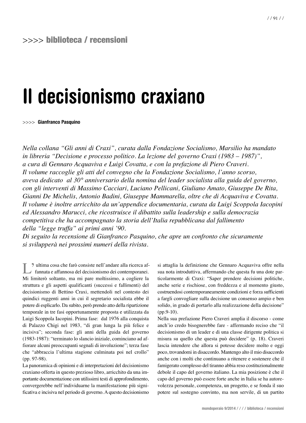 Il Decisionismo Craxiano