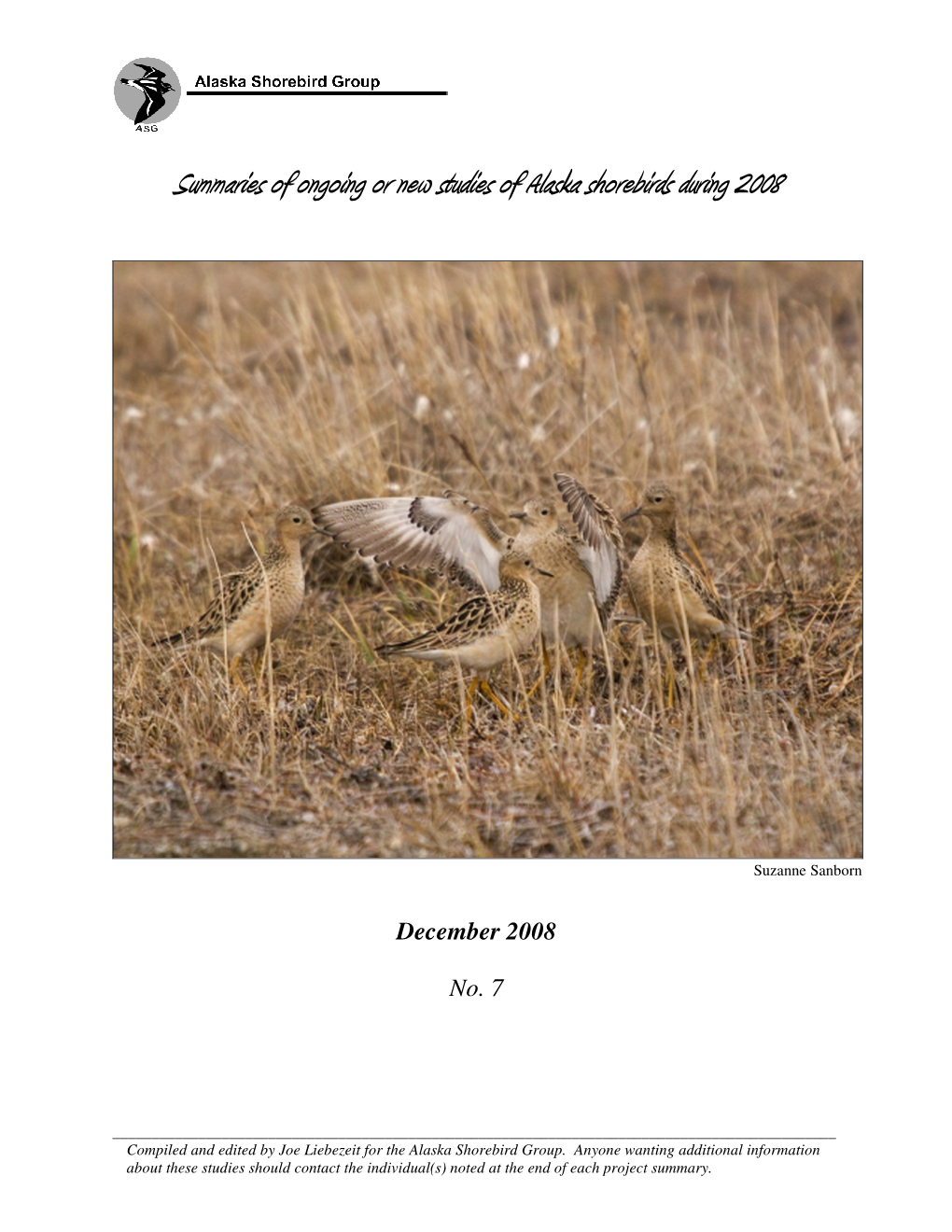 Summaries of Ongoing Or New Studies of Alaska Shorebirds During 2008