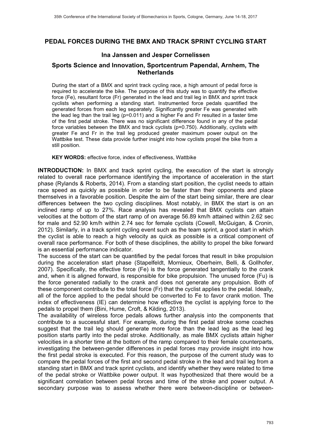 Pedal Forces During the Bmx and Track Sprint Cycling Start