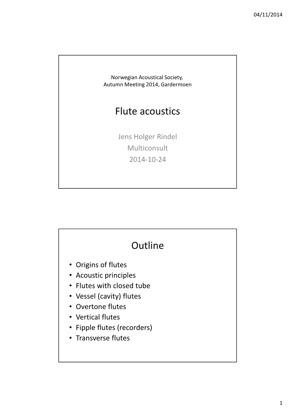 Flute Acoustics Outline