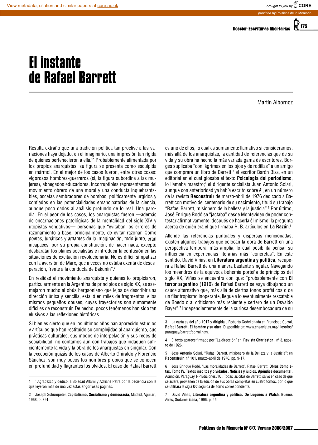 El Instante De Rafael Barrett