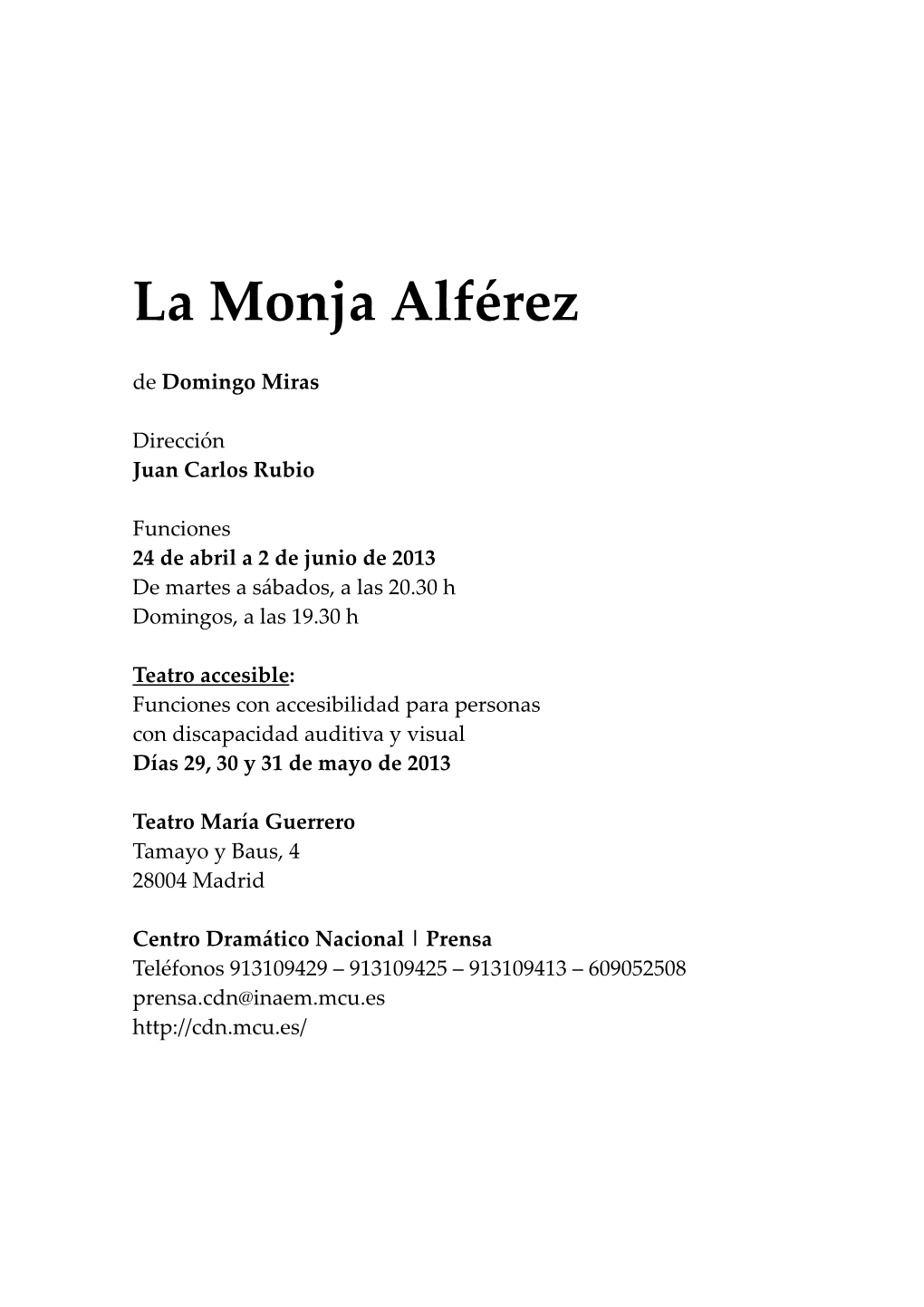 La Monja Alférez De Domingo Miras