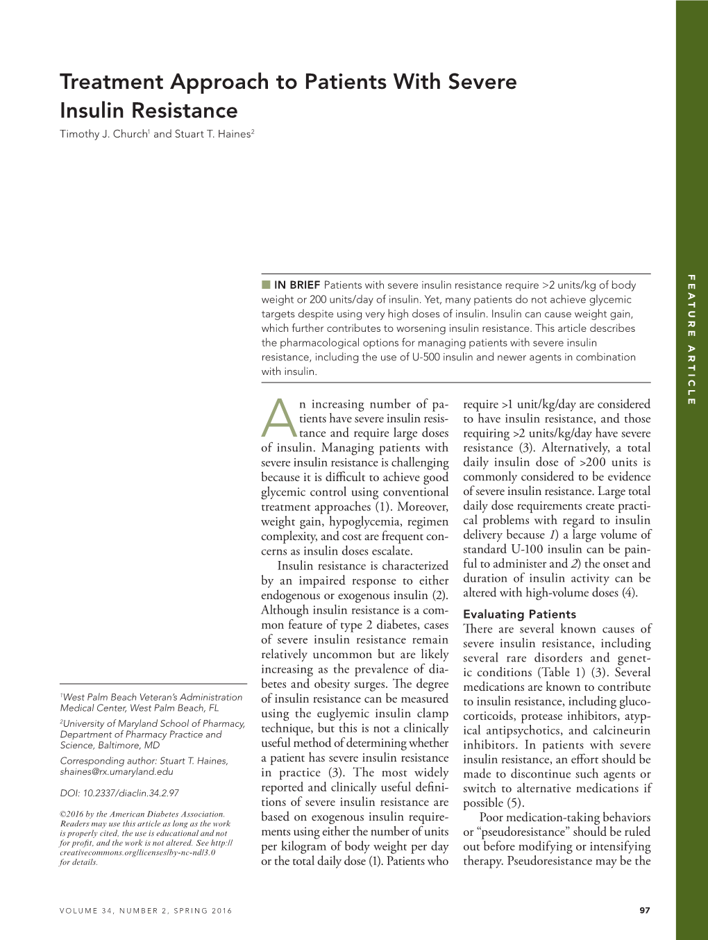 Treatment Approach to Patients with Severe Insulin Resistance Timothy J