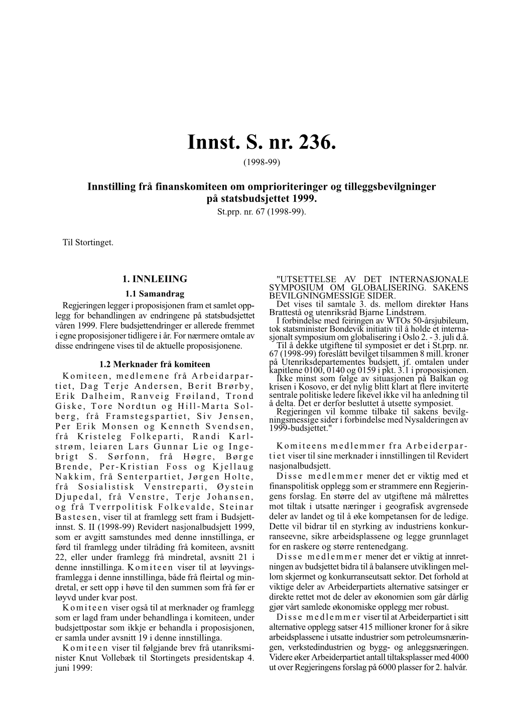 Innst. S. Nr. 236. (1998-99)