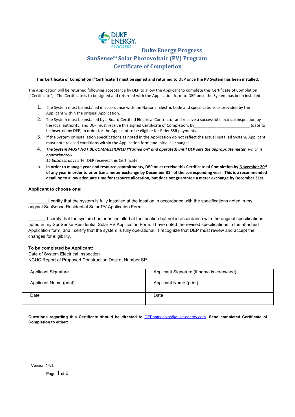 Sunsensesm Solar Photovoltaic (PV) Program