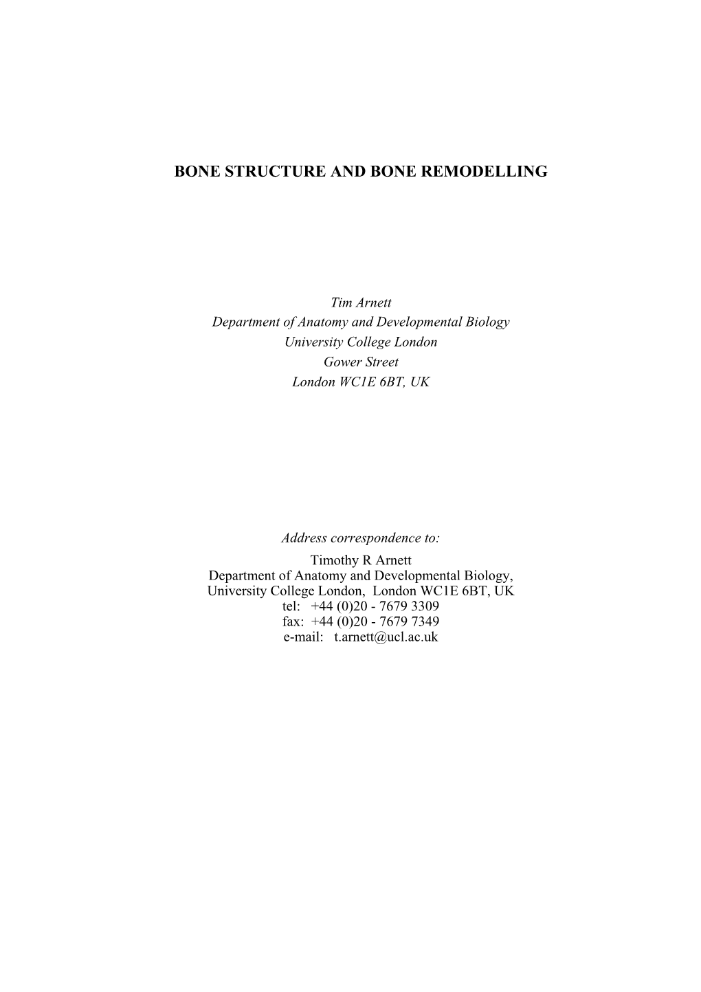 Bone Structure and Bone Remodelling.Pdf