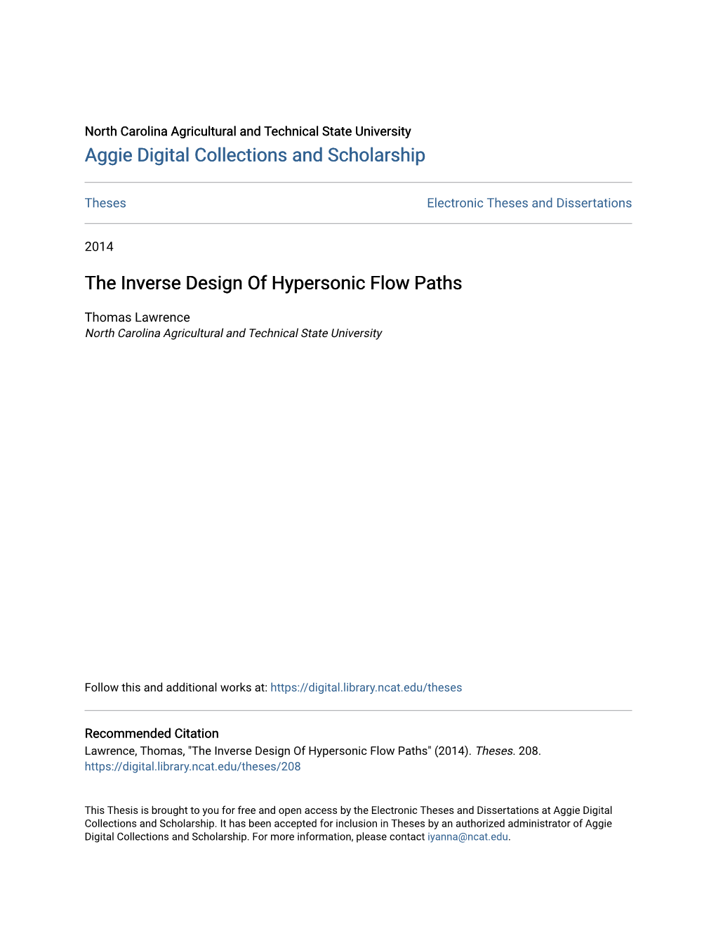 The Inverse Design of Hypersonic Flow Paths