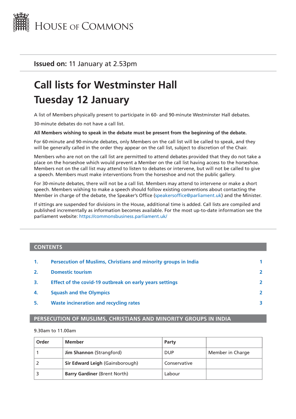 View Call Lists: Westminster Hall PDF File 0.05 MB