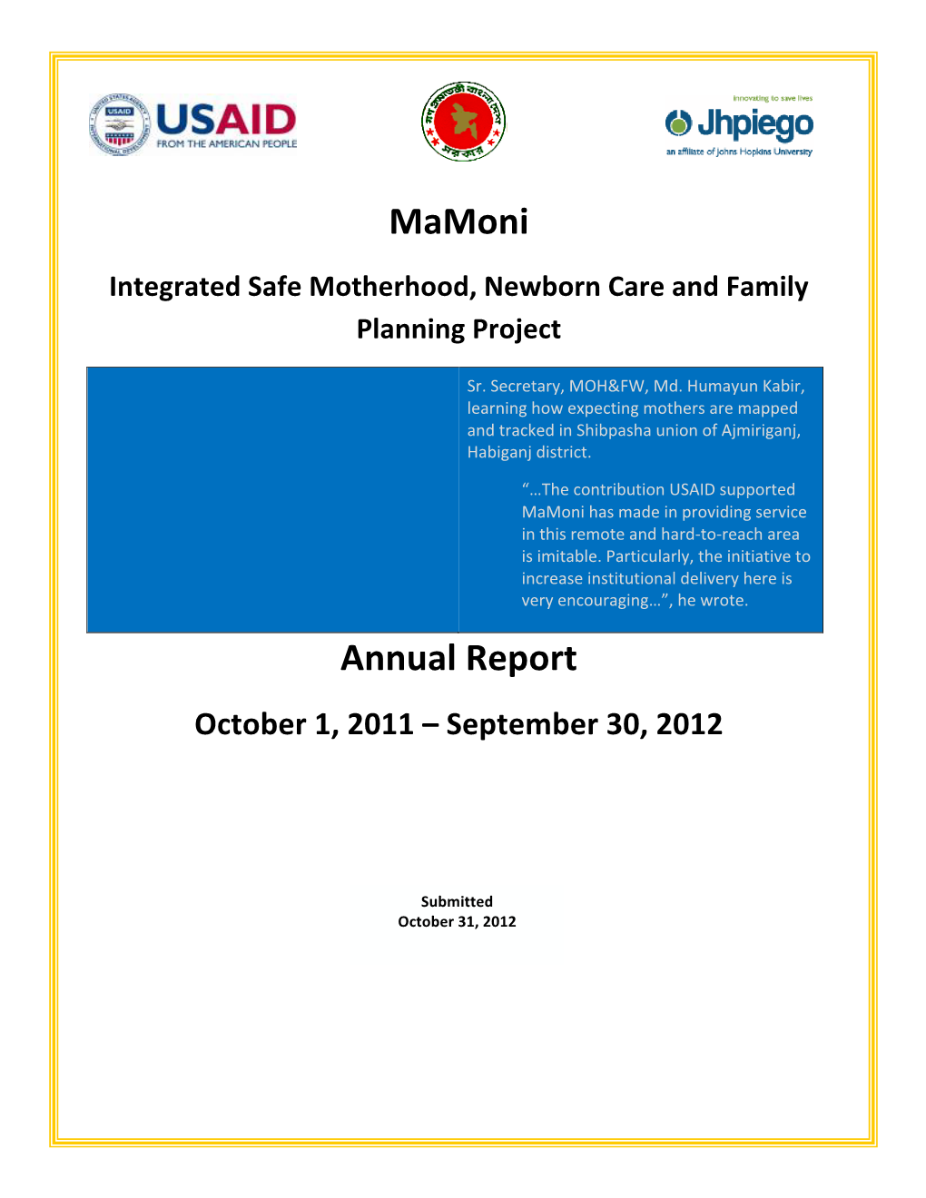 Mamoni FY'12 Annual Report Oct 2011-Sep 2012