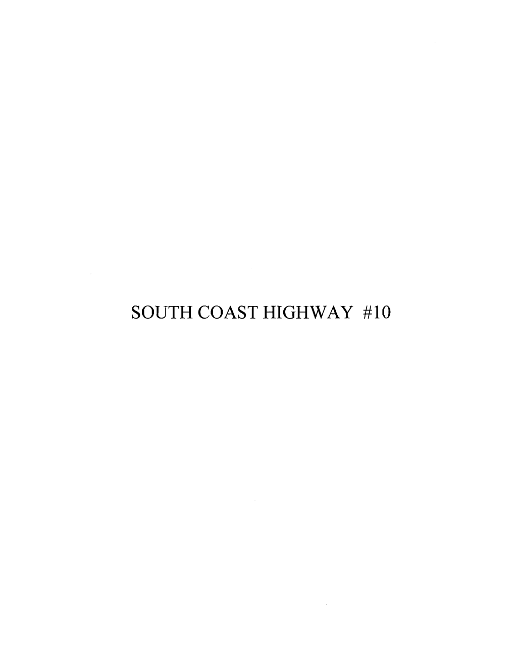 SOUTH COAST HIGHWAY #Lo 30-2651-10-D State of California - the Resources Agency Ser