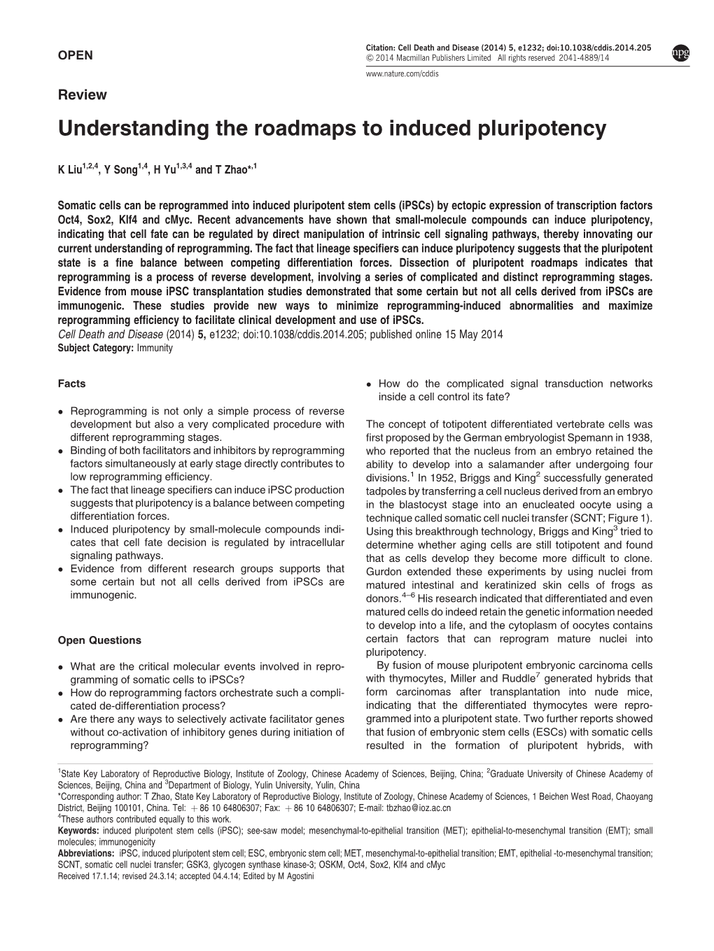 Understanding the Roadmaps to Induced Pluripotency