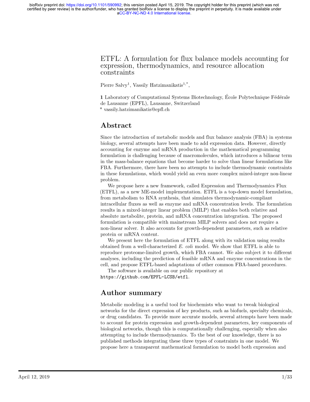 ETFL: a Formulation for Flux Balance Models Accounting for Expression, Thermodynamics, and Resource Allocation Constraints