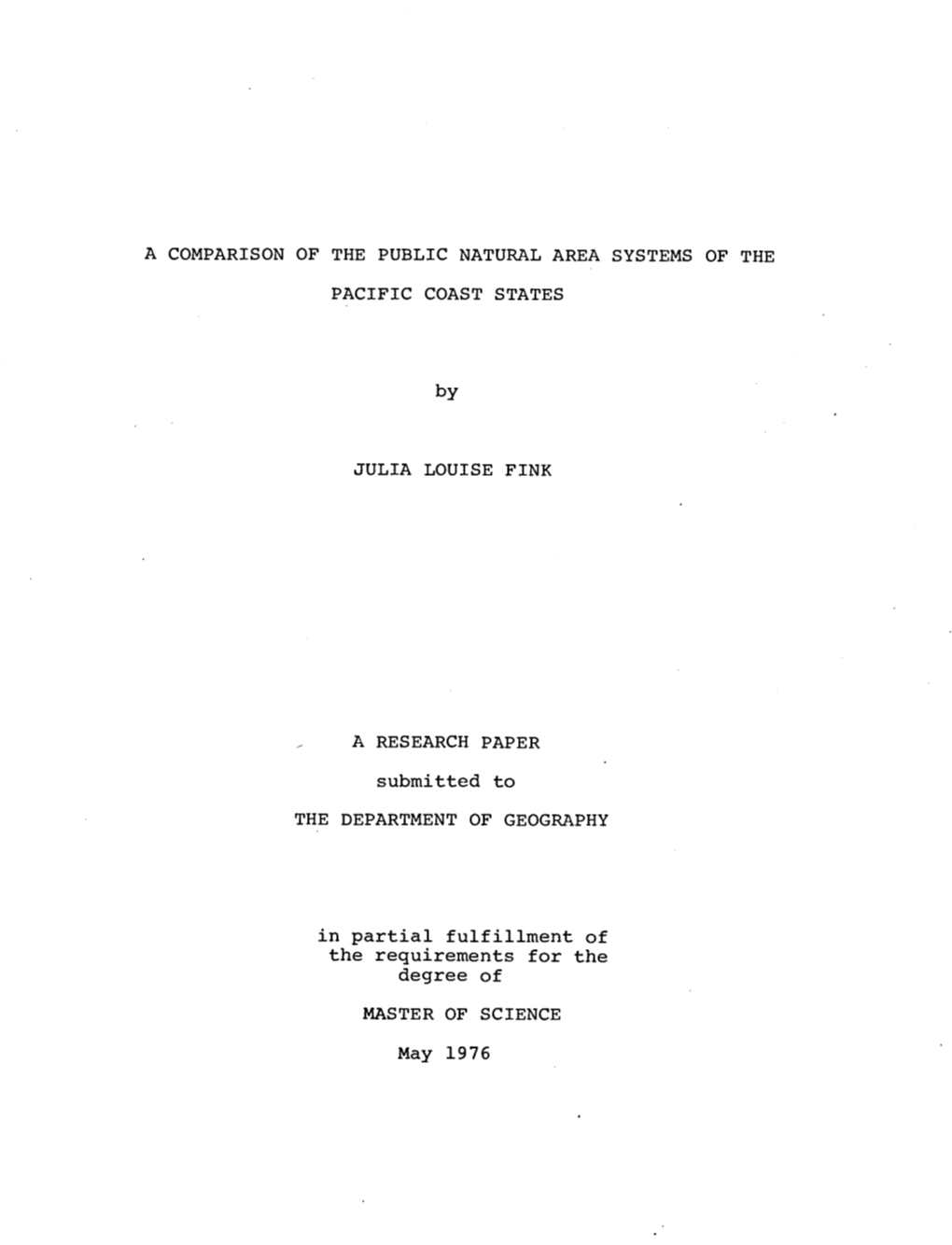 A Comparison of the Public Natural Area Systems of The