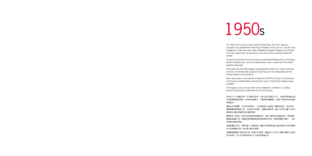The 1950S Were a Period of Huge Change for Hong Kong. the End of Japanese Occupation, the Establishment of the People’S Republic of China, the U.S