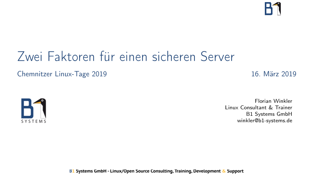 Zwei Faktoren Für Einen Sicheren Server Chemnitzer Linux-Tage 2019 16