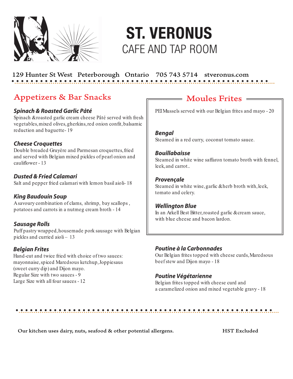 Food Menu March 2021 Front