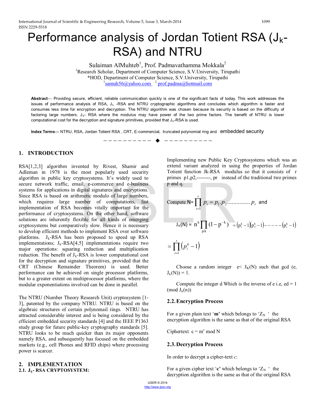 (Jk-RSA) and NTRU