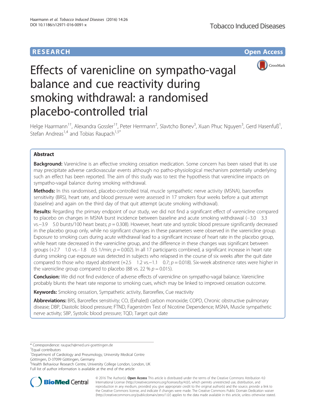 Effects of Varenicline on Sympatho