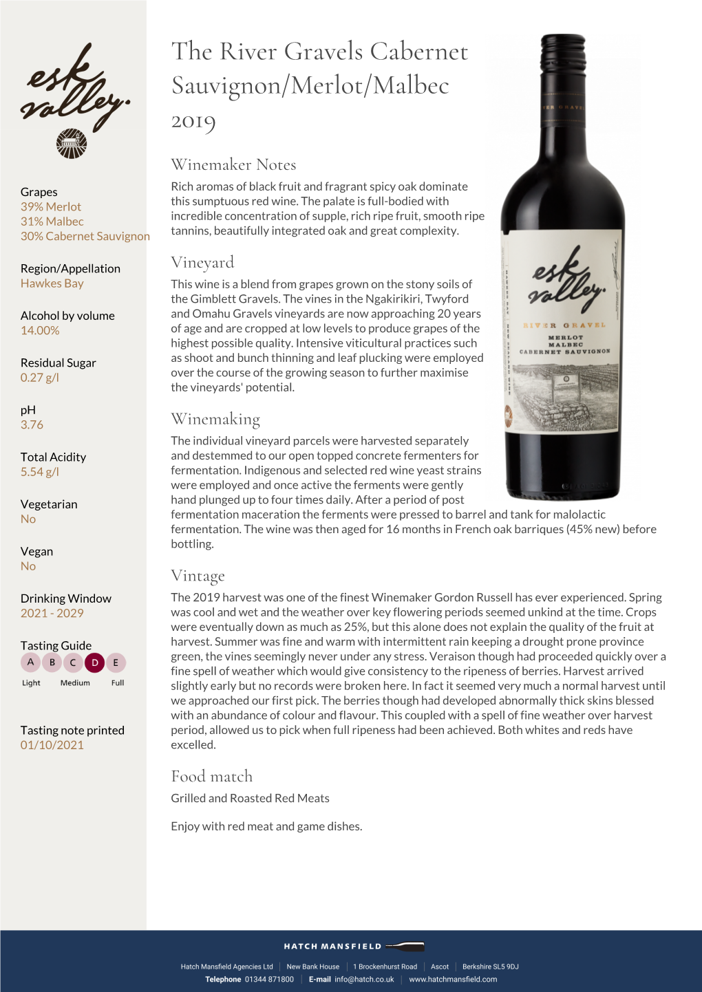 The River Gravels Cabernet Sauvignon/Merlot/Malbec 2019