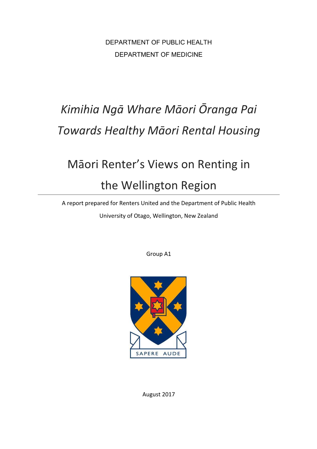 Māori Renter's Views on Renting