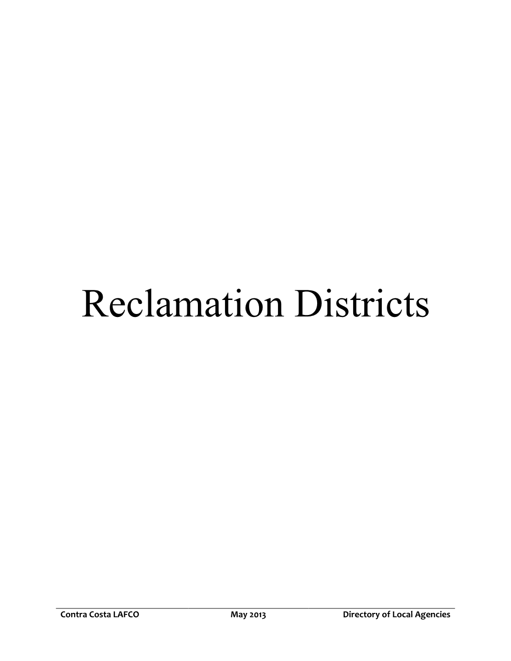 Reclamation Districts