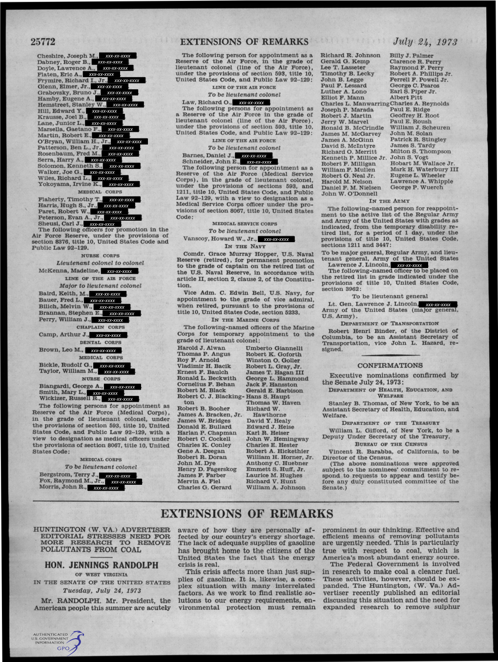 EXTENSIONS of REMARKS July 24, 1973