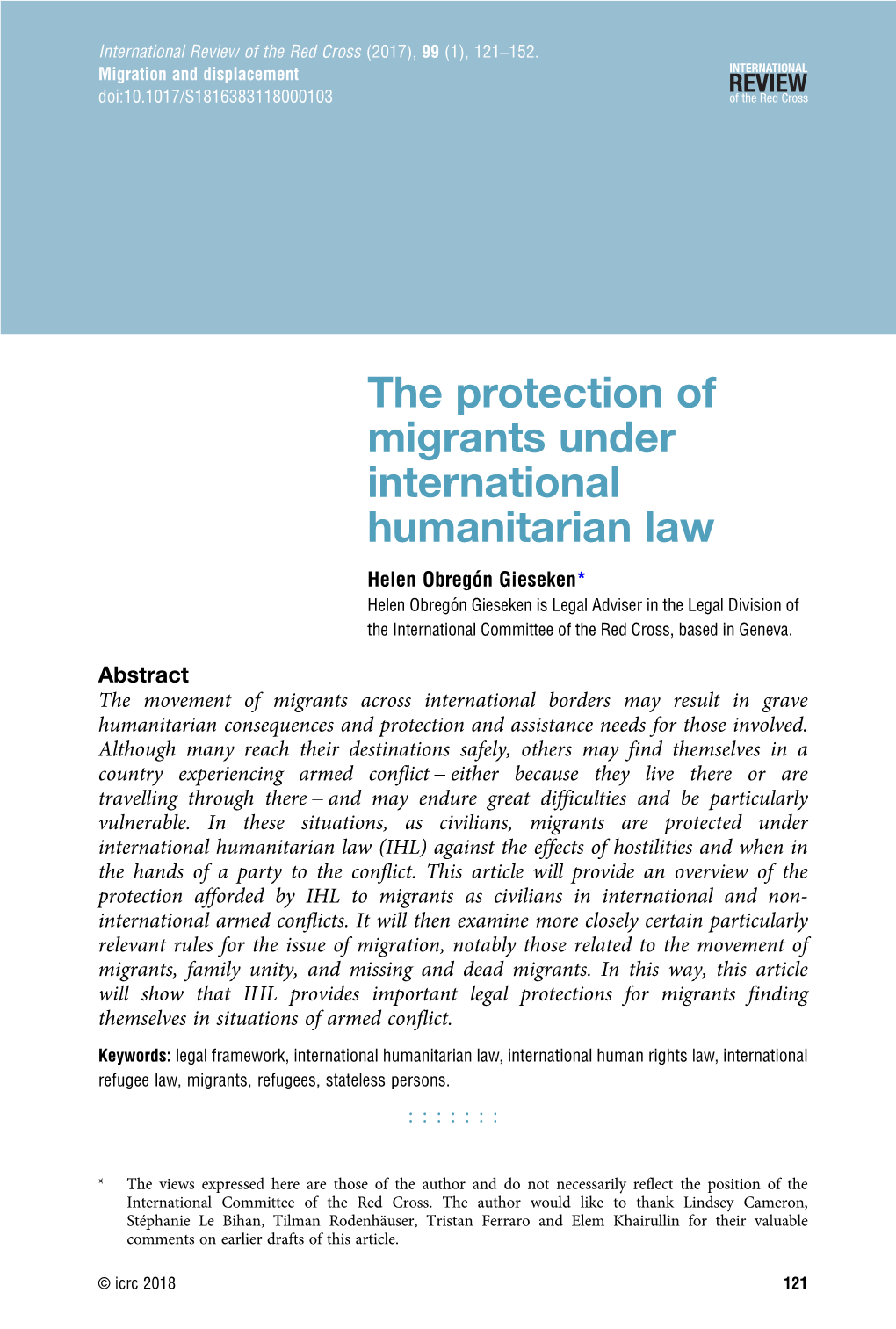 The Protection of Migrants Under International Humanitarian