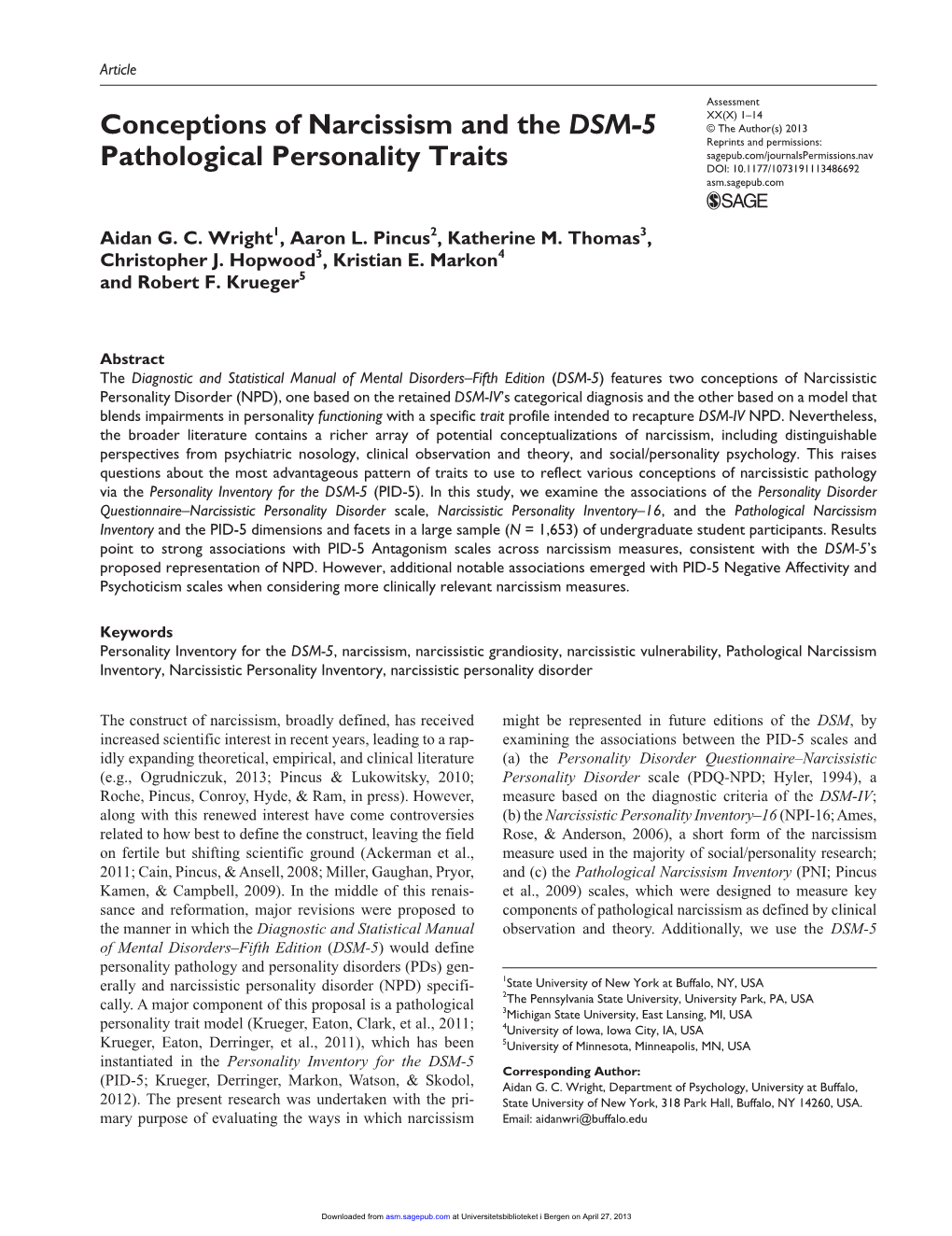Conceptions of Narcissism and the DSM-5 Pathological Personality Traits