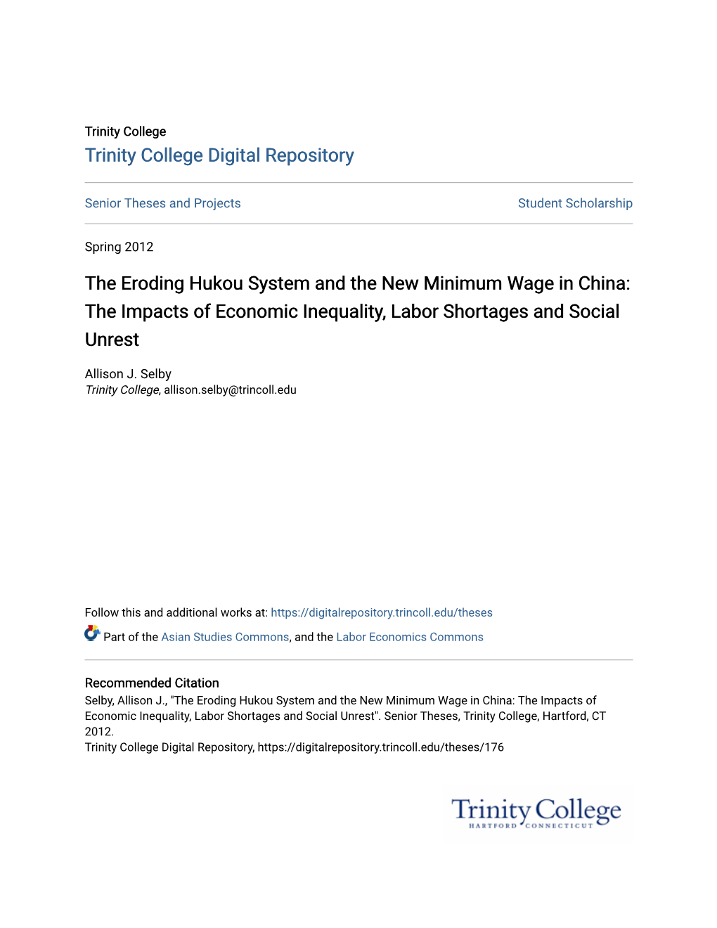 The Eroding Hukou System and the New Minimum Wage in China: the Impacts of Economic Inequality, Labor Shortages and Social Unrest