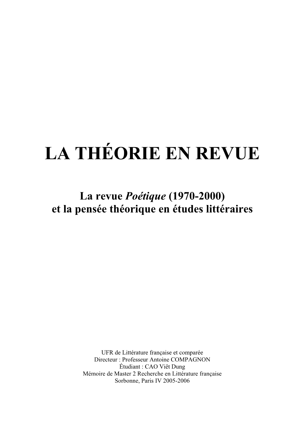 La Théorie En Revue